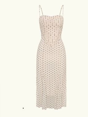 Meshki Beige Polka Dot Midi Dress